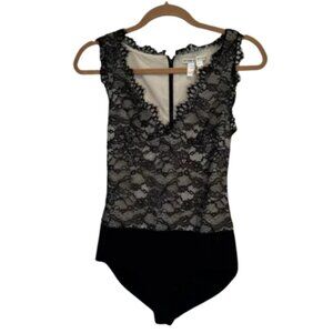 Alice + Olivia Lace Sleeveless V-Neck Bodysuit